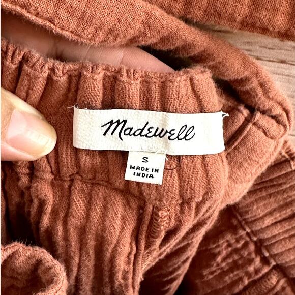 Madewell Lightestspun Tie Strap Waffle Overalls Orange Jumpsuit Size Small - Picture 9 of 10